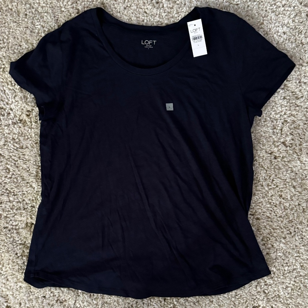 NWT Loft Outlet Solid Navy Short Sleeve Tee